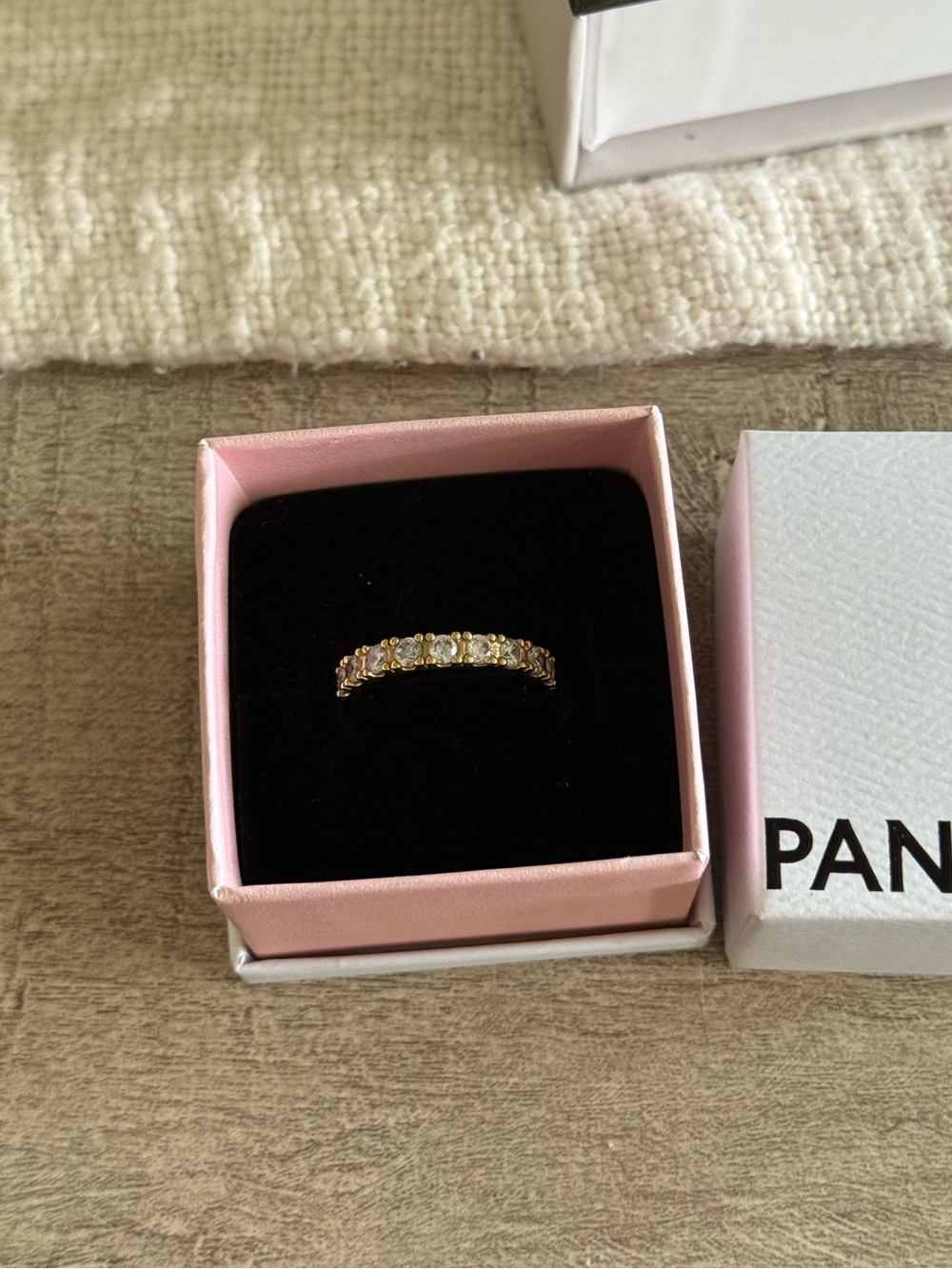 Pandora Gold-Tone Clear Stone Stackable Ring